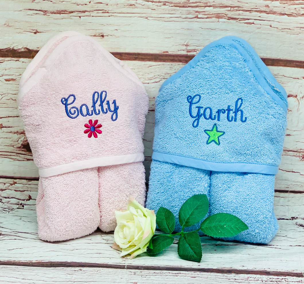 Baby Name Hooded Towel - More Colours Available