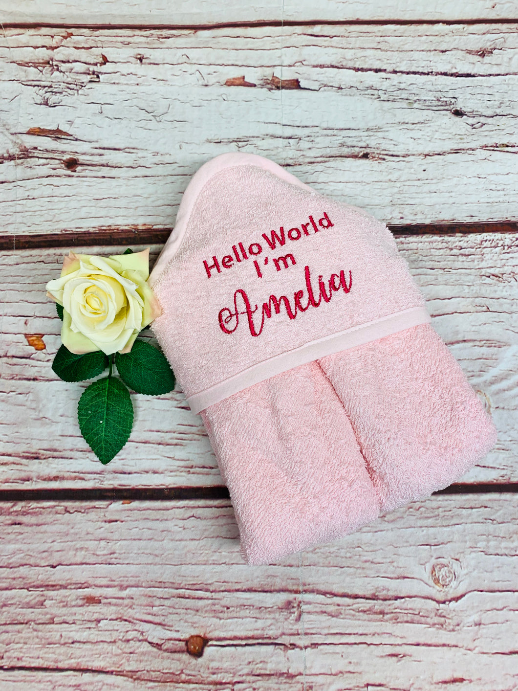 'Hello World' Baby Hooded Towel - More Colours Available